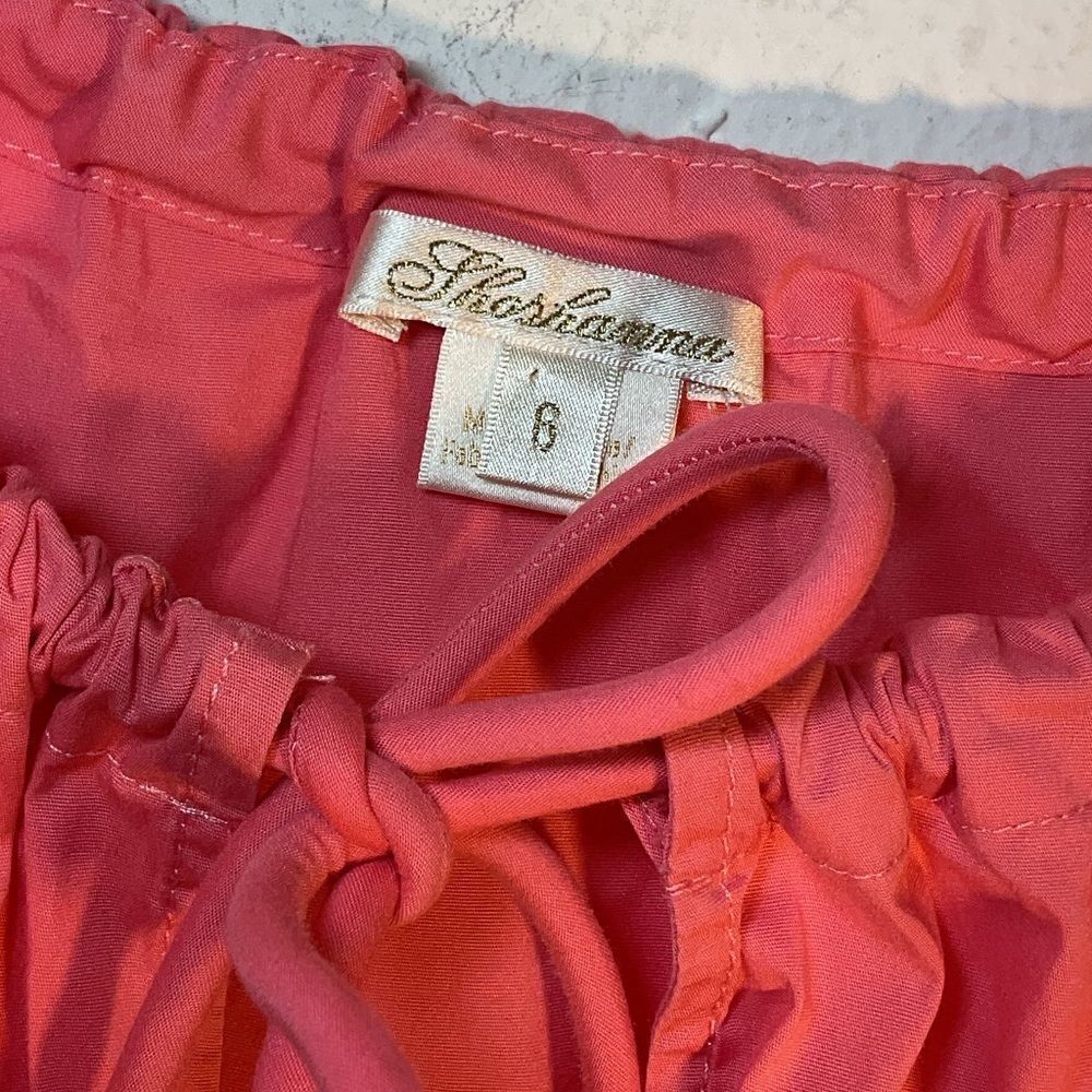 Shoshanna ladies POPPY MIDI DRESS 6 PINK coral poplin day resort Anthropologie - Picture 6 of 16